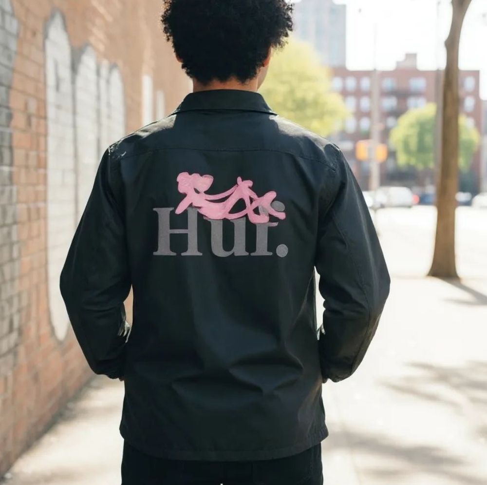 HUF x Pink Panther Coach Jacket Black Men’s Large Rare Skate Streetwear